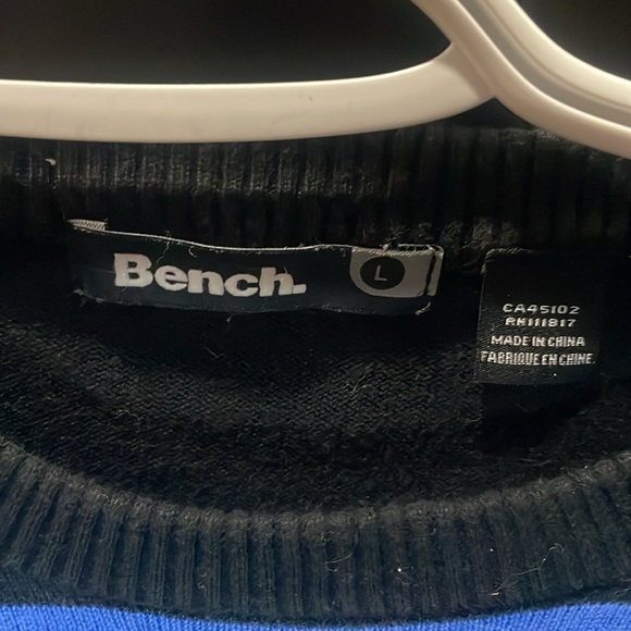 Bench Men's Blue/Black/Grey Striped Long Sleeve Sweater Size L - Picture 2 of 3